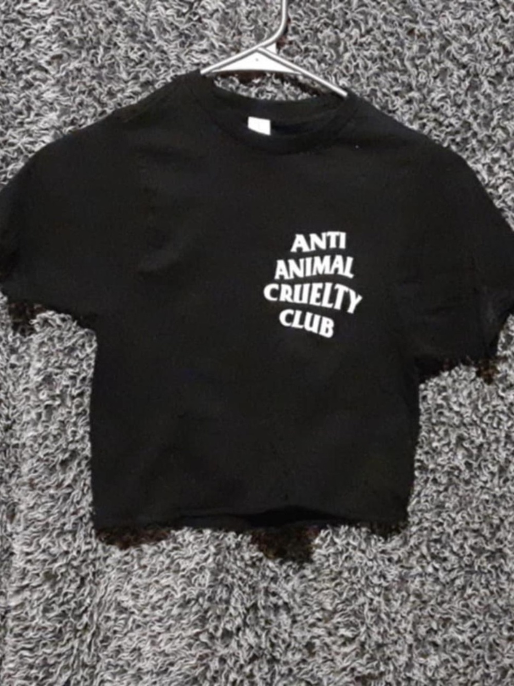 Anti Animal Cruelty Club Crop Top XS Black Graphic Vegan Tee